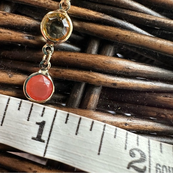 Beautiful 14K Gold Tone Green and Peach Dangle Earrings - Picture 10 of 10